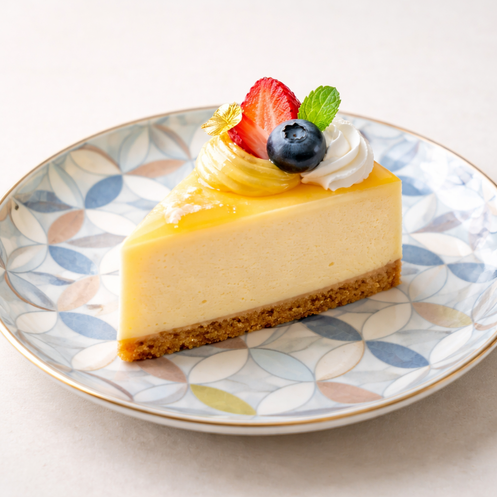 おしゃれなチーズケーキ1個
七宝の菓子皿