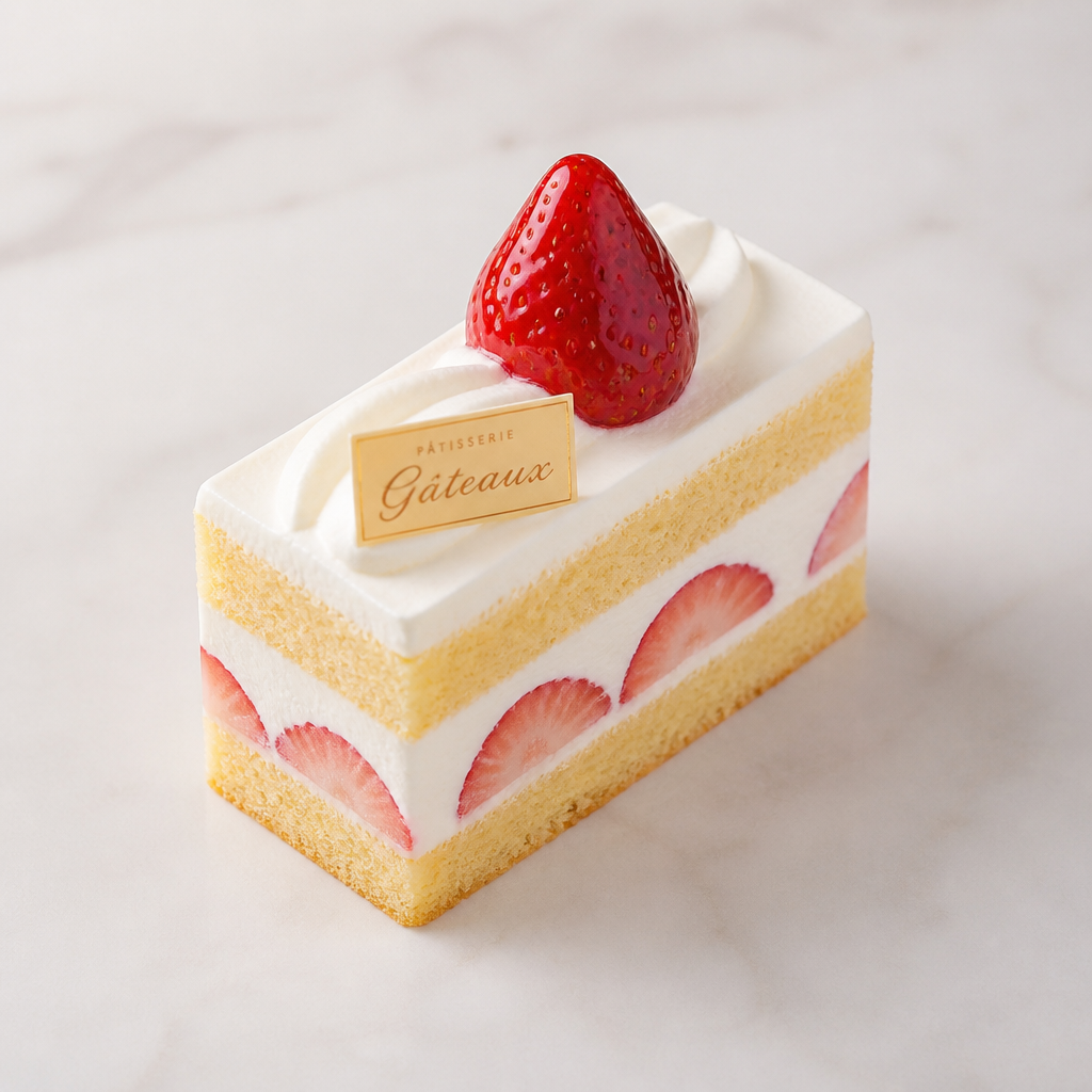 長方形型の1人分のショートケーキ