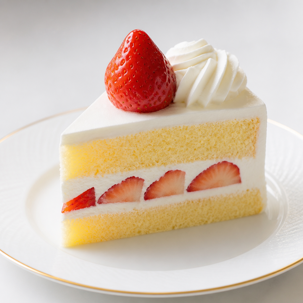 ショートケーキ　ホテル　イチゴ　皿プレート　高級　ふわふわ　きめ細かい