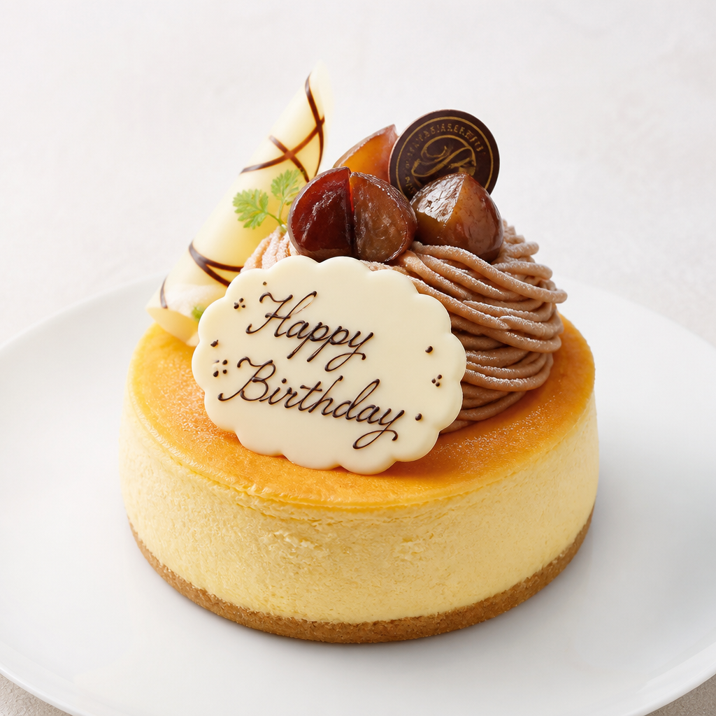 誕生日　チーズケーキ　モンブラン